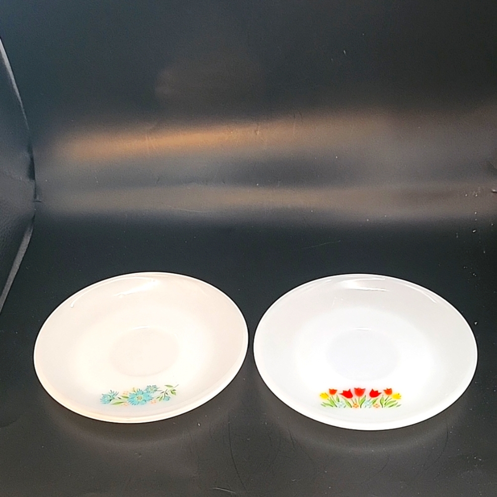 Vintage Fire King Floral Saucers